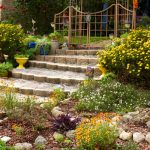 raised beds following the steps of a path