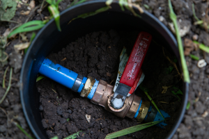 Closing a customer shutoff valve stops all water flowing to the property.