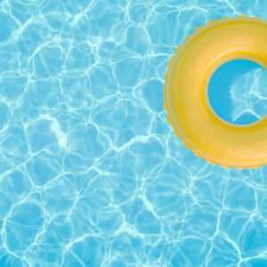 Swimming pool with yellow donut float