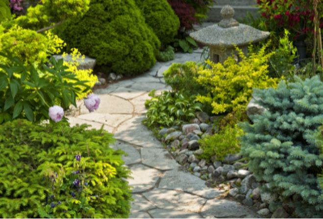 View of pathway running through a landscape