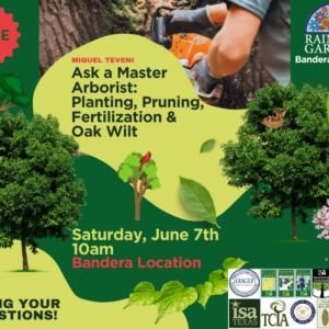 A graphic describing the ask a master arborist event.