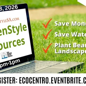 May 2026 calendar highlighting SAWS GardenStyleSA online resources on the 8th