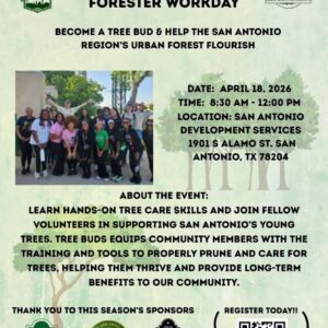 April calendar entry for Tree Buds workday on the 18th.
