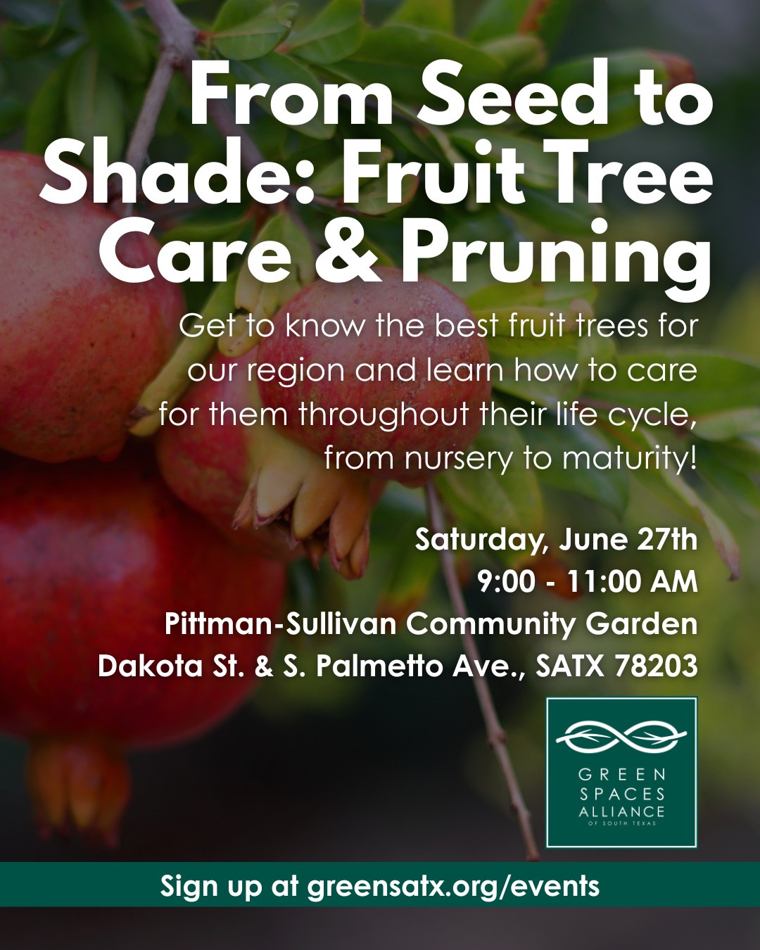 June calendar entry for Green Spaces Alliance workshop on the 27th