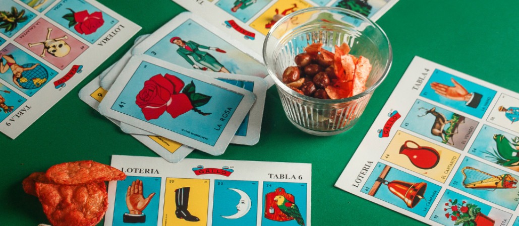 Photo of Lotería cards on a table