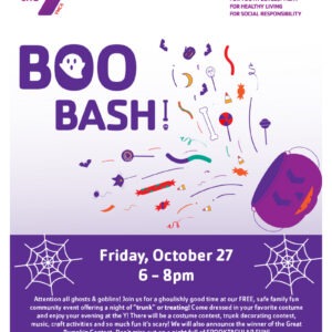 Event graphic for Boo Bash, hosted by the YMCA at O.P. Scnabel Park.