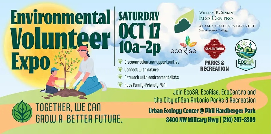 Event graphic for the Environmental Volunteer Expo. Saturday, October 17th from 10 am- 2pm.