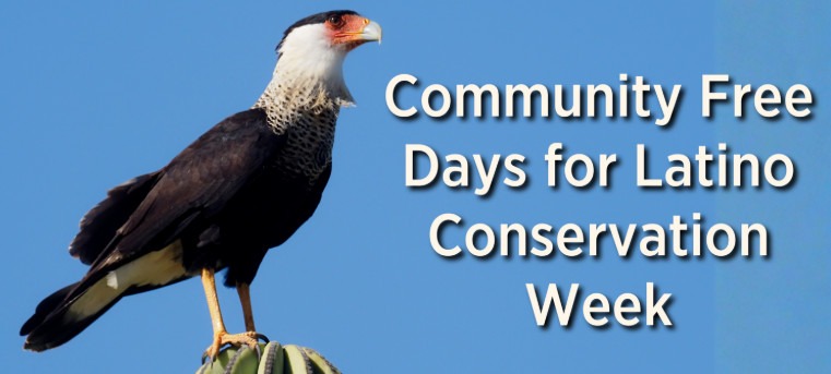 Event graphic for the Mitchell Lake Audubon Center Community Free Day for Latino Conservation Week